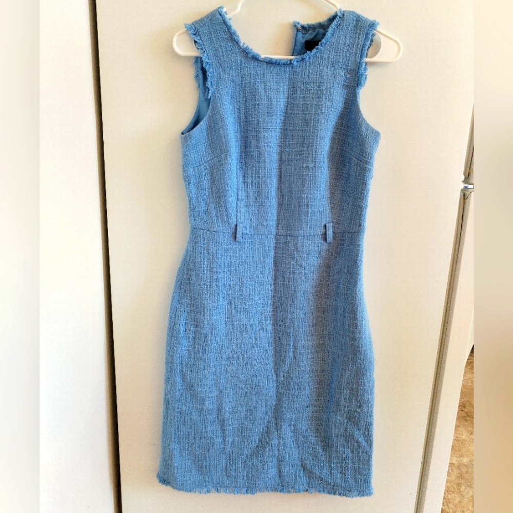J. Crew sheath dress size 4 in light blue tweed ,Missing Belt Jcrew Dress